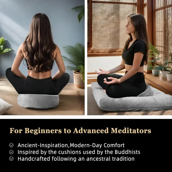 Meditation Zafu Cushion Set with Buckwheat Hulls & Memory Foam